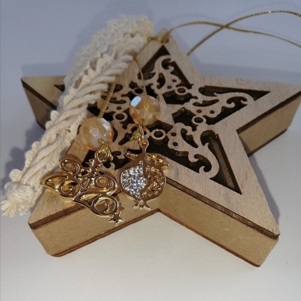 Τρισδιάστατο γούρι "Αστέρι" - γούρι, μεταλλικά στοιχεία, χριστουγεννιάτικα δώρα, ξύλινα διακοσμητικά, γούρια - 3