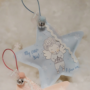 Χριστουγεννιάτικο στολίδι Αστέρι, με ασορτί τσαντούλα - αστέρι, χριστουγεννιάτικο, αγγελάκι, στολίδια - 3
