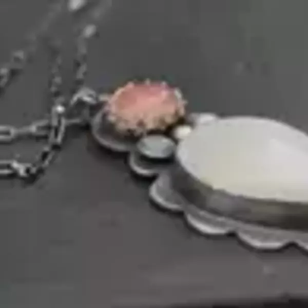 Κολιέ με Φεγγαρόπετρα και Ροζ Χαλκηδόνιο - ασήμι, ημιπολύτιμες πέτρες, ασήμι 925, μακραμέ - 5