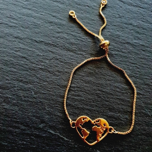 Heart bracelet - αλυσίδες, επιχρυσωμένα, ορείχαλκος, καρδιά, ατσάλι, αυξομειούμενα