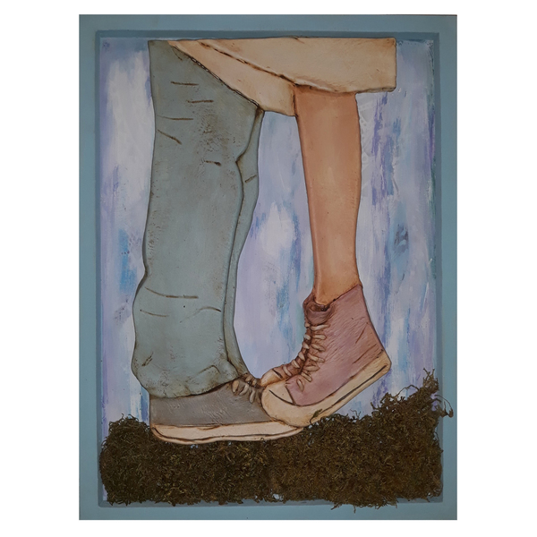 Πίνακας από πηλό "Τα πρώτα βήματα του έρωτα" - πίνακες & κάδρα, πηλός, χειροποίητα, πρωτότυπα δώρα