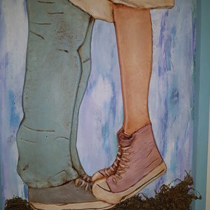 Πίνακας από πηλό "Τα πρώτα βήματα του έρωτα" - πίνακες & κάδρα, πηλός, χειροποίητα, πρωτότυπα δώρα - 2