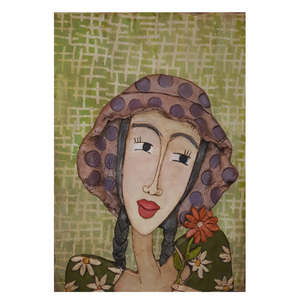 Πίνακας από πηλό "Γυναικεία φιγούρα με λουλούδι" - πίνακες & κάδρα, πηλός, χειροποίητα, πρωτότυπα δώρα