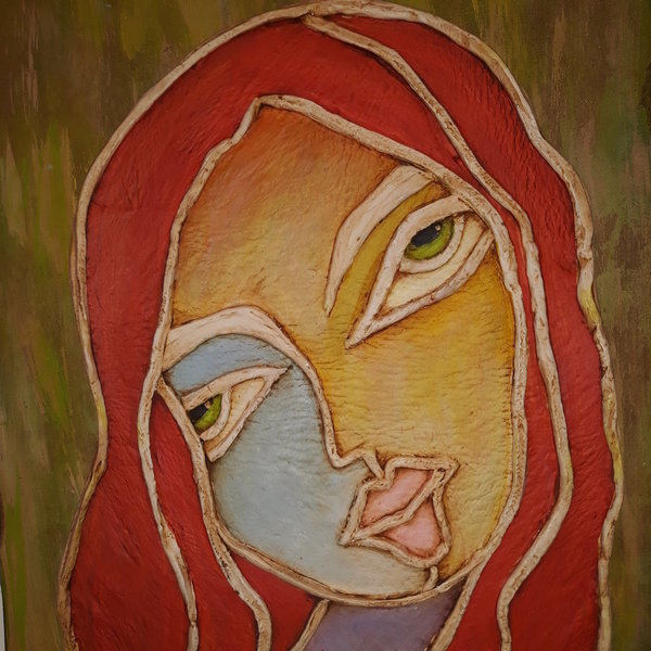 Πίνακας από πηλό "Γυναικεία φιγούρα με χρώμα" - πίνακες & κάδρα, πηλός, χειροποίητα, πρωτότυπα δώρα - 2