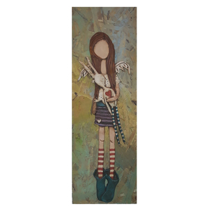 Πίνακας από πηλό "Κορίτσι με λαγό" - διακοσμητικά, πηλός, χειροποίητα, πρωτότυπα δώρα, πίνακες & κάδρα