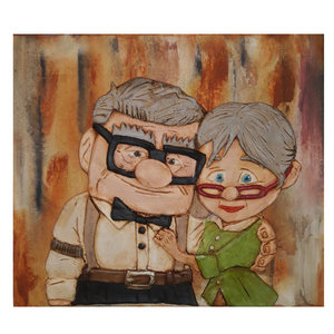 Πίνακας από πηλό "Ηλικιωμένο ζευγάρι" - διακοσμητικά, πηλός, χειροποίητα, πρωτότυπα δώρα, πίνακες & κάδρα