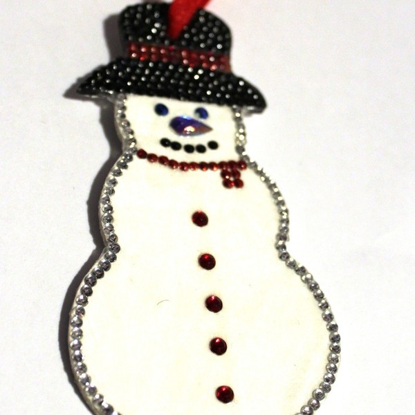 γούρι στολίδι χριστουγέννων πρωτότυπο διακοσμημένο με στρασάκια χιανανθρωπος - διακοσμητικά, στολίδι δέντρου - 2