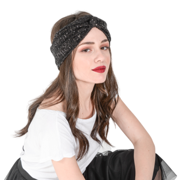 "Black Sparkle" Headband με μαύρες παγιέτες - κορδέλες μαλλιών, headbands