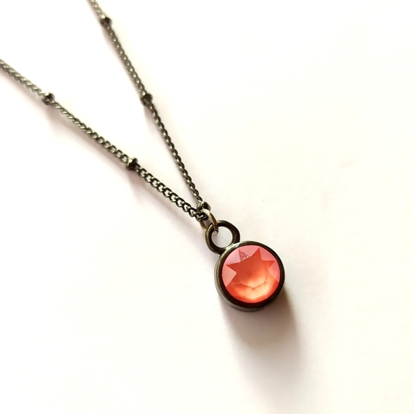 Minimal Swarovski peach necklace - μοντέρνο, swarovski, minimal, κοντά, φθηνά