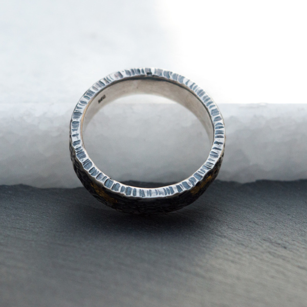Ασημένιο δαχτυλίδι με 24 Κ φύλλο χρυσού - ανδρικά, δαχτυλίδια - 5