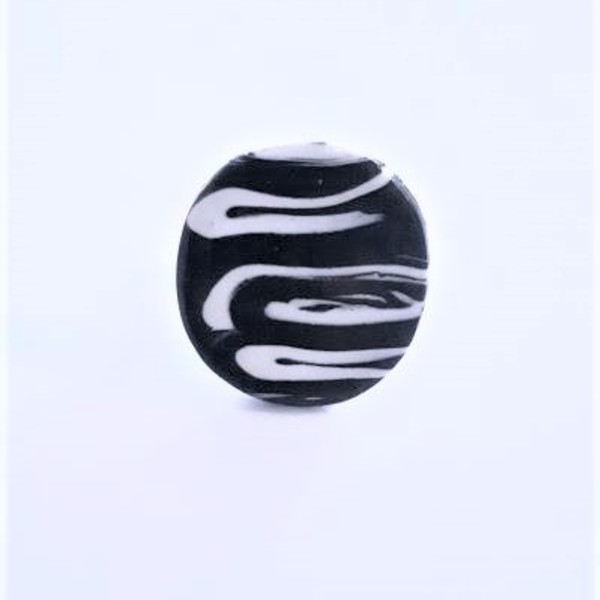 Δαχτυλίδι ασπρόμαυρο από πολυμερή πηλό - πηλός, μεγάλα, αυξομειούμενα, φθηνά