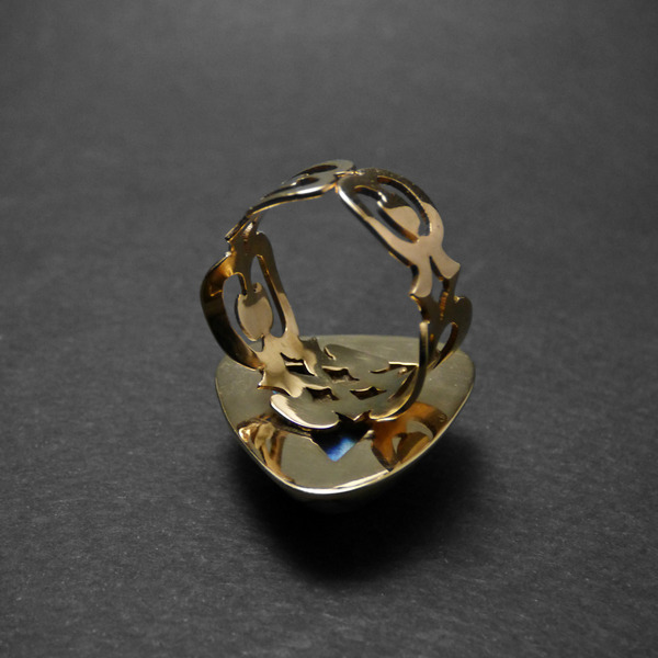 " Gold Labradorite " - Xειροποίητο επίχρυσο δαχτυλίδι με Λαβραδορίτη! - επιχρυσωμένα, ορείχαλκος, αυξομειούμενα - 3