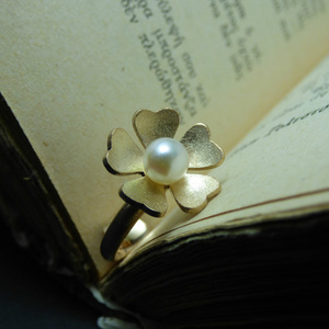 " Golden Pearl Flower " - Χειροποίητο επίχρυσο δαχτυλίδι με μαργαριτάρι! - ημιπολύτιμες πέτρες, μαργαριτάρι, επιχρυσωμένα, ορείχαλκος, boho, boho, αυξομειούμενα, φθηνά - 3