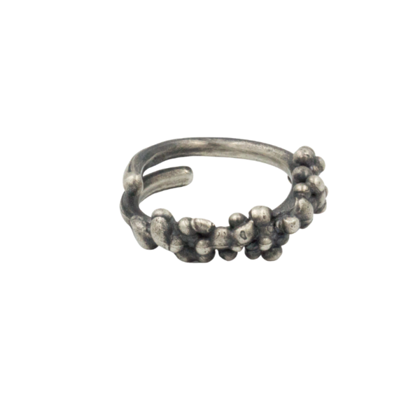 Ασημένιο δαχτυλίδι ανοιχτό με μπίλιες - ασήμι, μικρά, αυξομειούμενα