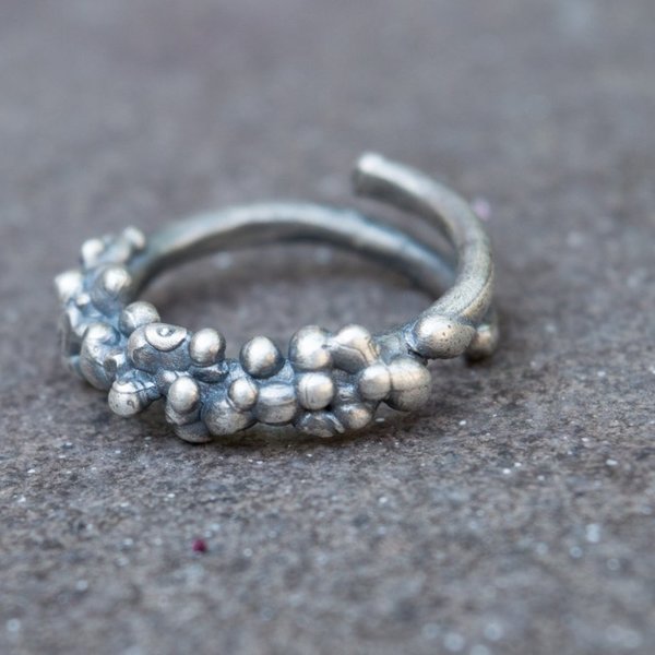 Ασημένιο δαχτυλίδι ανοιχτό με μπίλιες - ασήμι, μικρά, αυξομειούμενα - 2