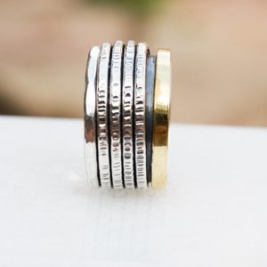 Φαρδύ χειροποίητο ασημένιο δαχτυλίδι spinner - δαχτυλίδι, δαχτυλίδια - 4