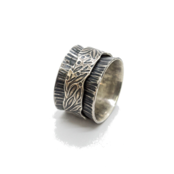 Ασημένιο spinner δαχτυλίδι rustic - statement, ασήμι, vintage, ασήμι 925, boho, ethnic, σταθερά, σταθερά