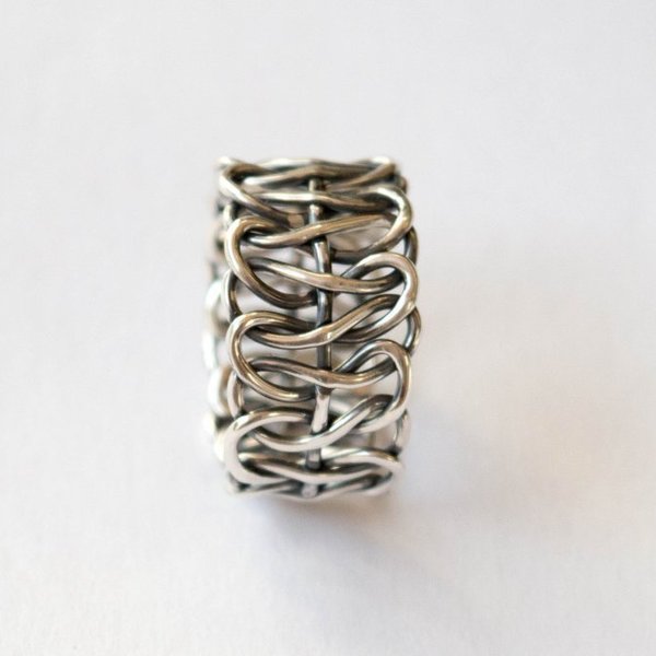 Ασημένιο Μακραμέ δαχτυλίδι - ασήμι, δαχτυλίδι, γεωμετρικά σχέδια, σταθερά - 3