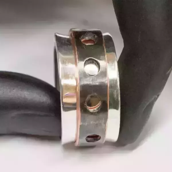 Ασημένιο spinner δαχτυλίδι από Ασήμι και Χαλκό - δαχτυλίδι, δαχτυλίδια - 5