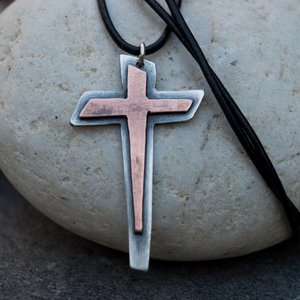 Ανδρικός mixed metal σταυρός - σταυρός, σταυροί - 4