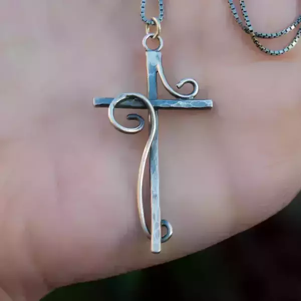 Ασημένιος γυναικείος σταυρός - ασήμι, charms, ασήμι 925, σταυρός, μακριά - 2