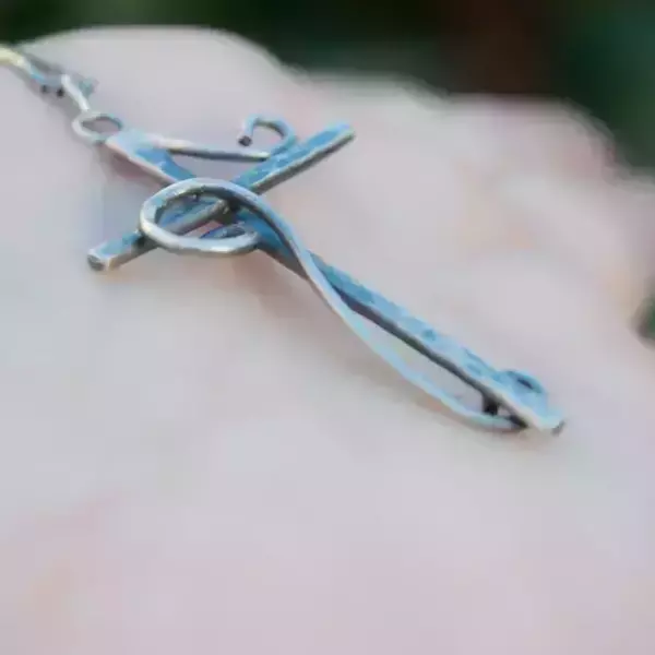 Ασημένιος γυναικείος σταυρός - ασήμι, charms, ασήμι 925, σταυρός, μακριά - 4