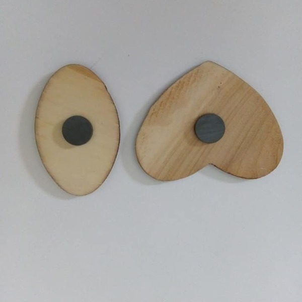 Ξύλινα μαγνητάκια ΣΕΤ 2 κομματια χειροποιητα με τεχνικη δεκουπαγε - ξύλο, χειροποίητα, δώρα αγίου βαλεντίνου, μαγνητάκια ψυγείου - 2