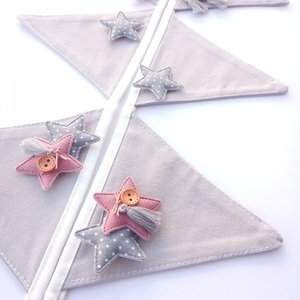 Υφασμάτινα Σημαιάκια με Συννεφάκια και Αστέρια 3 - κορίτσι, αστέρι, γιρλάντες, συννεφάκι - 3