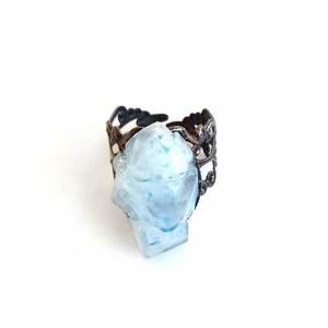 Δαχτυλίδι με γαλάζιο χειροποίητο κρύσταλλο - ημιπολύτιμες πέτρες, ημιπολύτιμες πέτρες, κρύσταλλα, romantic, αυξομειούμενα - 2