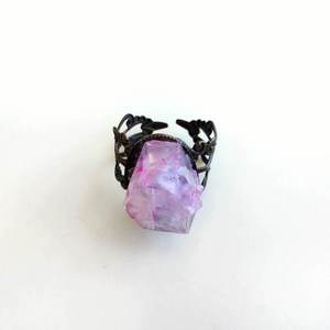 Δαχτυλίδι με ροζ χειροποίητο κρύσταλλο. - ημιπολύτιμες πέτρες, κρύσταλλα, romantic, αυξομειούμενα - 2