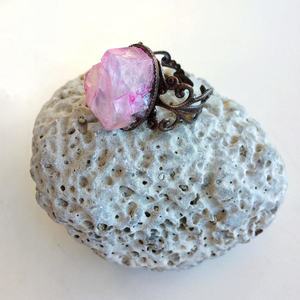 Δαχτυλίδι με ροζ χειροποίητο κρύσταλλο. - ημιπολύτιμες πέτρες, κρύσταλλα, romantic, αυξομειούμενα - 3