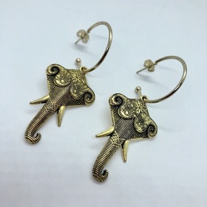 Σκουλαρίκια με ελέφαντες - επιχρυσωμένα, κρίκοι, boho