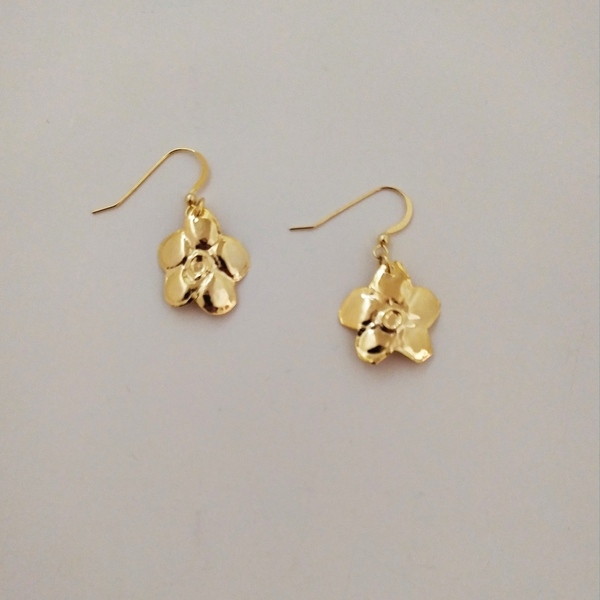 Σκουλαρίκια χρυσο μαργαριτα - επάργυρα, μικρά, κρεμαστά - 4