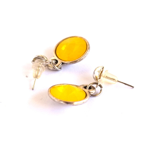 Σκουλαρίκια με πέτρες Swarovski Yellow Opal - κρύσταλλα, επάργυρα, swarovski, πέτρες, καρφωτά