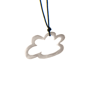 Κολιέ σύννεφο μικρό από ασήμι 925 με κορδόνι, σειρά "Look at the sky" - ασήμι, ασήμι 925, κορδόνια, κοντά
