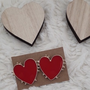 Καρδιές καρφωτά σκουλαρίκια - κόκκινο, καρδιά, κοσμήματα, δώρα αγίου βαλεντίνου - 2