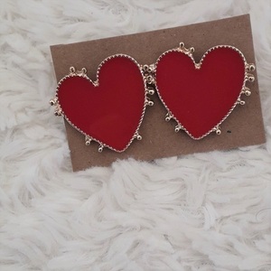 Καρδιές καρφωτά σκουλαρίκια - κόκκινο, καρδιά, κοσμήματα, δώρα αγίου βαλεντίνου - 3