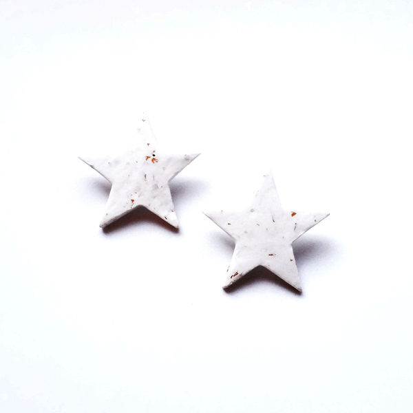 Μεγάλα σκουλαρίκια - αστέρια από πηλό - statement, ασήμι, αστέρι, πηλός, μεγάλα σκουλαρίκια
