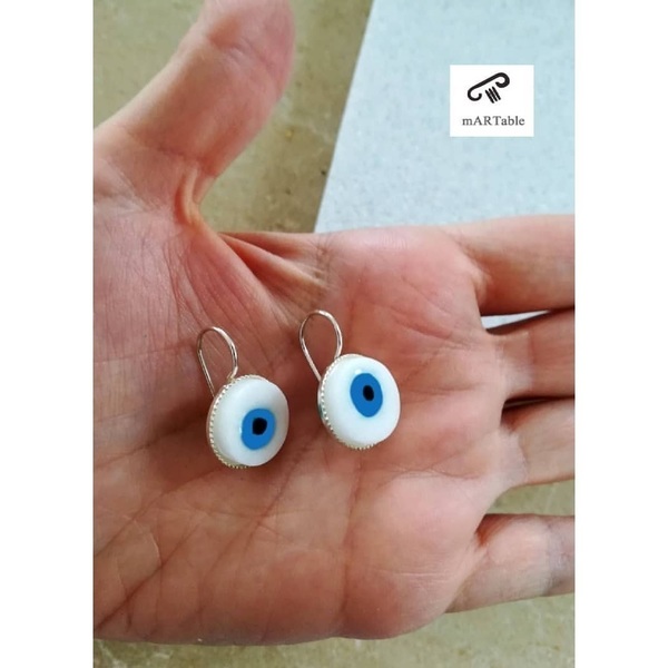 R E D Evil eye drop earrings in natural stone!Χειροποίητα σκουλαρίκια από Ελληνικό πέτρωμα! - ασήμι, επάργυρα, πέτρες, μάτι, μικρά, evil eye, κρεμαστά - 3