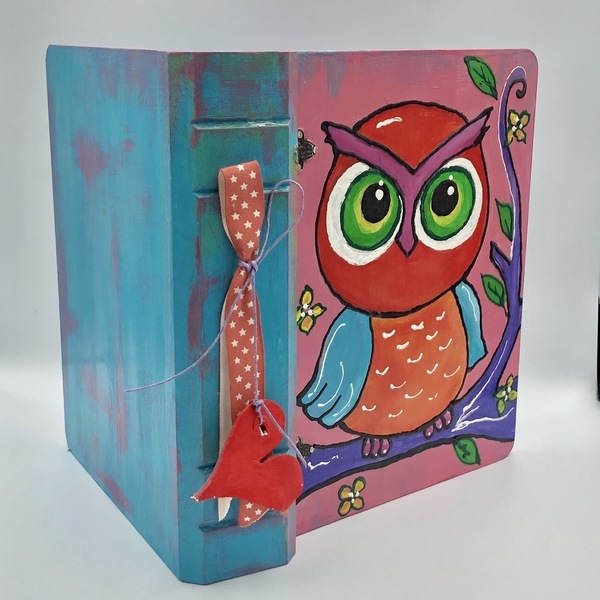 Παιδικό ξύλινο κουτί αποθήκευσης « κουκουβάγια» - δώρο, οργάνωση & αποθήκευση, για παιδιά - 2