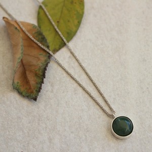 ασημένιο κολιέ με πράσινο αχάτη - ασήμι, ημιπολύτιμες πέτρες, ασήμι 925, κοντά - 2