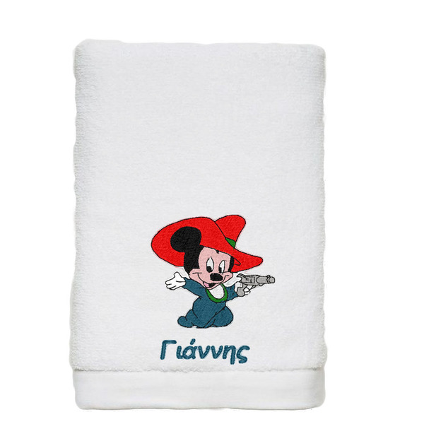 Κεντημένη Πετσέτα Μπάνιου Μίκυ της Disney με όνομα - αγόρι, δώρο για νεογέννητο, δώρα για αγόρια, σετ βάπτισης, πετσέτες, προσωποποιημένα