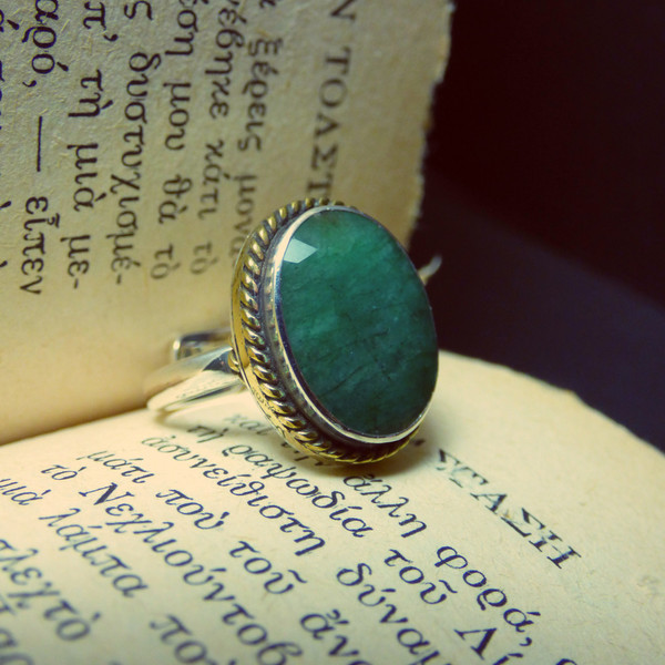"Εmerald spirit" - Δαχτυλίδι από ασήμι 925 και Σμαράγδι! - ασήμι, vintage, αυξομειούμενα - 4