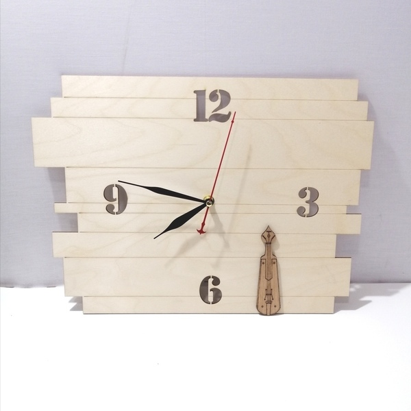 Ξύλινο ρολόι τοίχου με θέμα τη λύρα. - ξύλο, τοίχου, ξύλινα διακοσμητικά, ρολόγια - 2