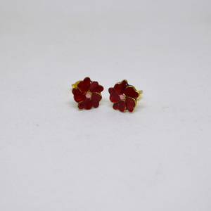 Κόκκινο λουλουδάκι - ασήμι, επιχρυσωμένα, λουλούδι, καρφωτά, μικρά, μπρούντζος, φθηνά - 2