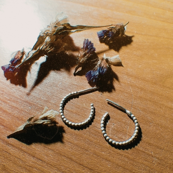 Κρίκοι Σκουλαρίκια από Οικολογικό Ασήμι 925 | Beaded Hoop Earrings - ασήμι, κρίκοι, minimal, οικολογικό, μικρά, boho - 3