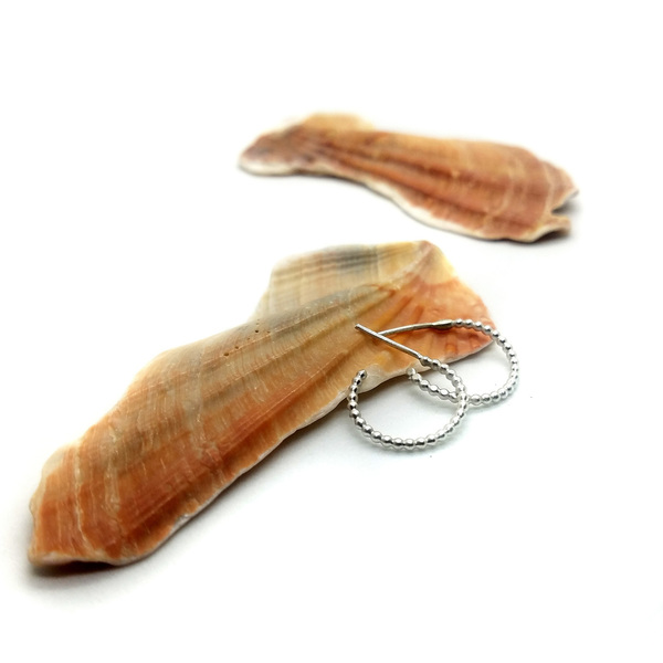 Κρίκοι Σκουλαρίκια από Οικολογικό Ασήμι 925 | Beaded Hoop Earrings - ασήμι, κρίκοι, minimal, οικολογικό, μικρά, boho - 4