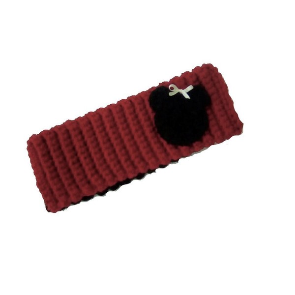 πλεκτό headband κόκκινο μαύρο - αξεσουάρ μαλλιών - 3