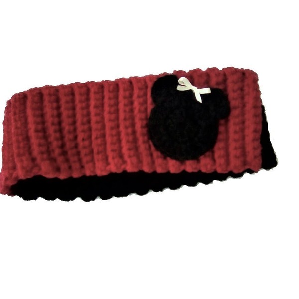 πλεκτό headband κόκκινο μαύρο - αξεσουάρ μαλλιών