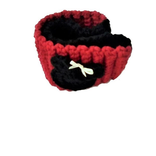 πλεκτό headband κόκκινο μαύρο - αξεσουάρ μαλλιών - 4